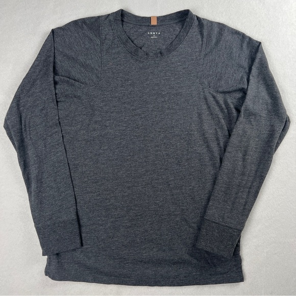 Lunya Women’s Restore Long Sleeve Crew Neck Sleep Shirt Gray Sz Small - Picture 1 of 7